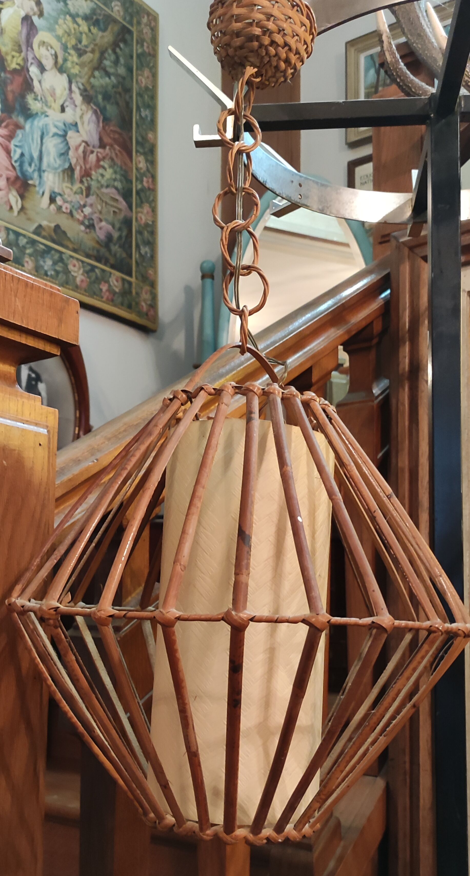 Pair of rattan suspensions 1960s-1970s