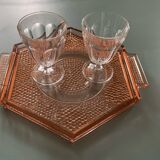 Art Deco pink glass plateau