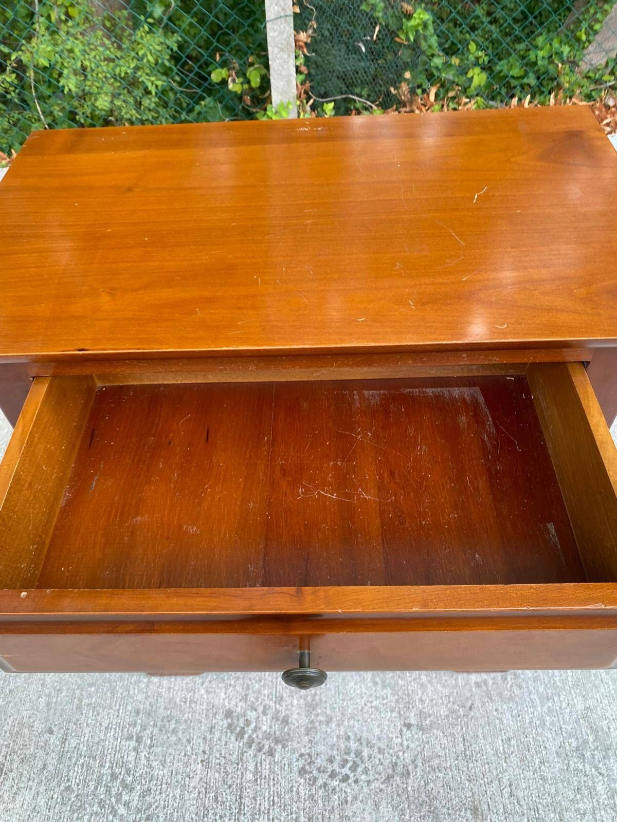Louis-Philippe style bedside table or end table in cherry wood from the 1980s.