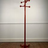 Postmodern coat rack in red lacquered beech, Italy, 1980s