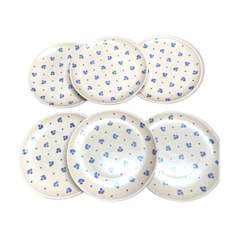 Set of 6 dessert plates in Gien earthenware