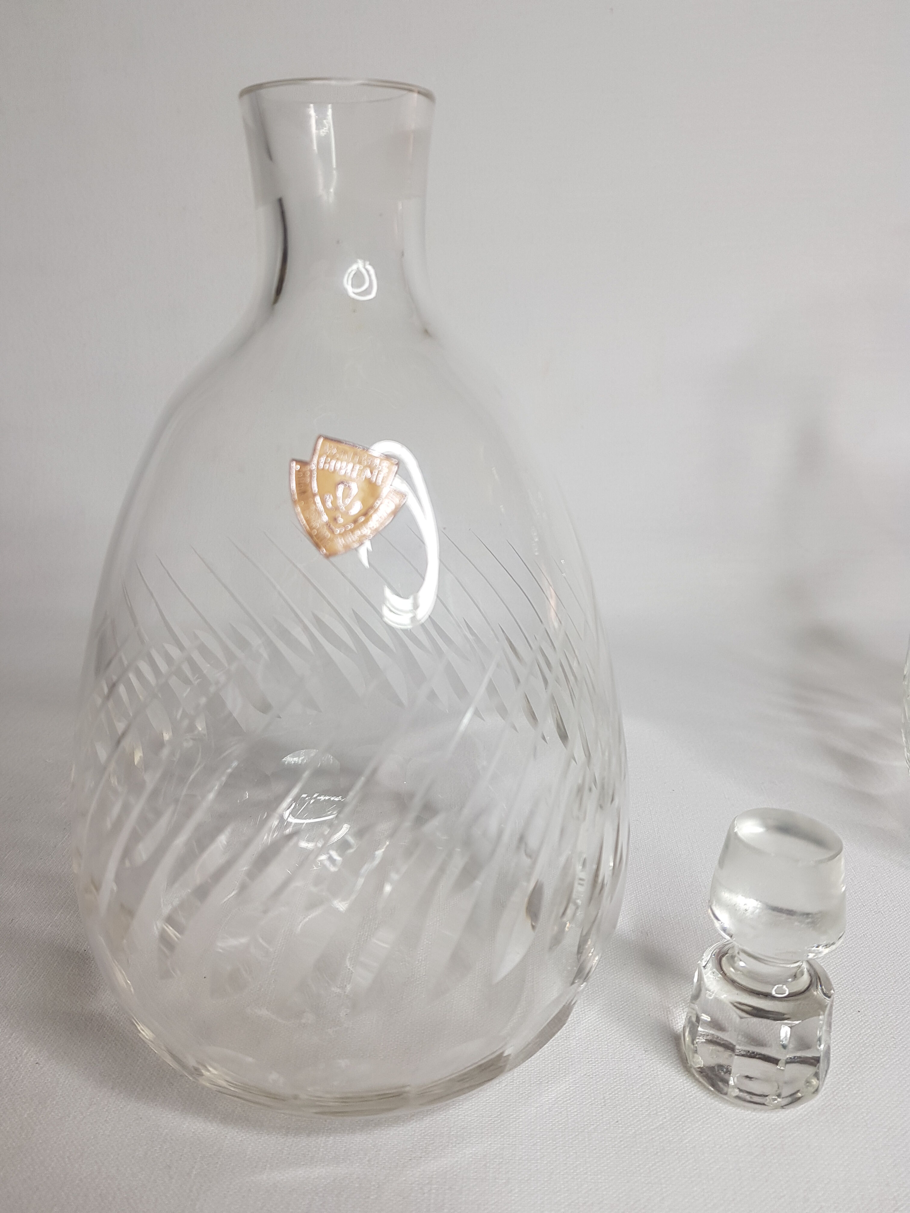 Bohemian crystal carafe and pitcher, 60s