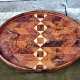 Geometric patterned wooden tray