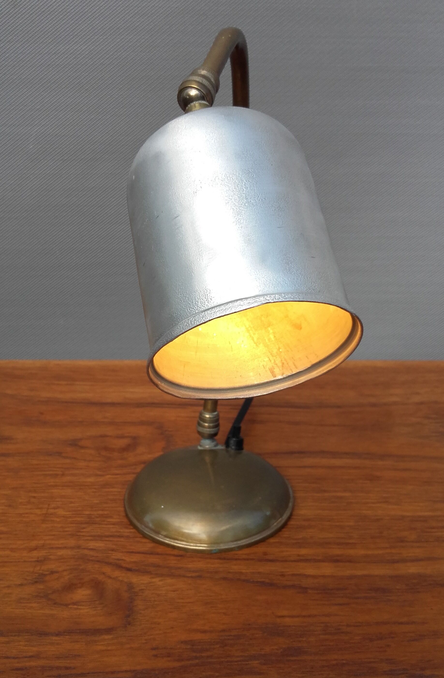 Puppy aluminum 'N' brass curved lamp