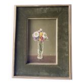 Nature morte  huile sur panneau  vase aux immortelles