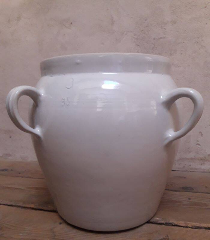 Grease pot salting pot H47cm in enamelled stoneware