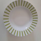 Almond green striped soup plates