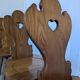 Set of 8 Farmhouse Tyrolean Chair with Heart Cutout Back / 1970s Vintage Di