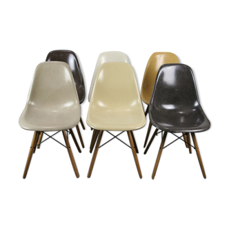 Lot 6 chairs DSW by Charles et Ray Eames for Herman Miller