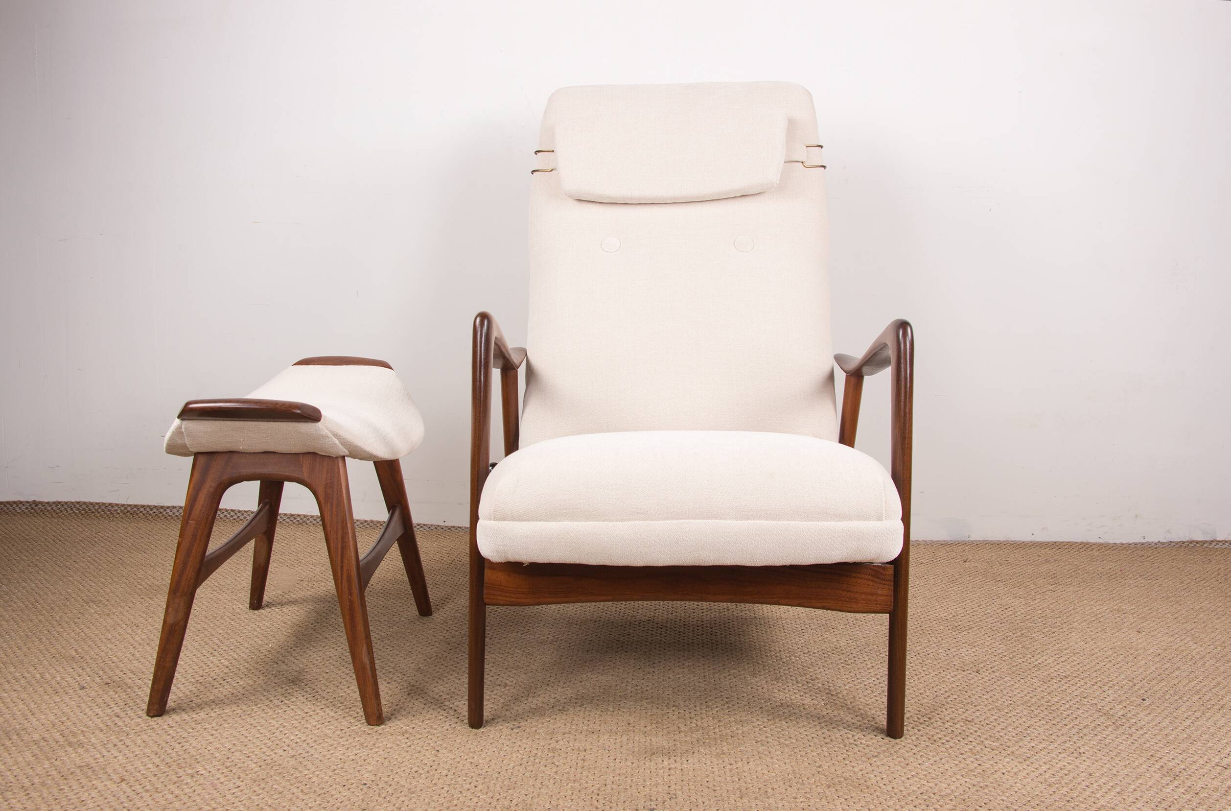 Large Norwegian Teak Armchair with Ottoman, Folke Ohlsson for Westnofa.