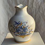 Carafe blanche peinte bouquet bleu et jaune H22