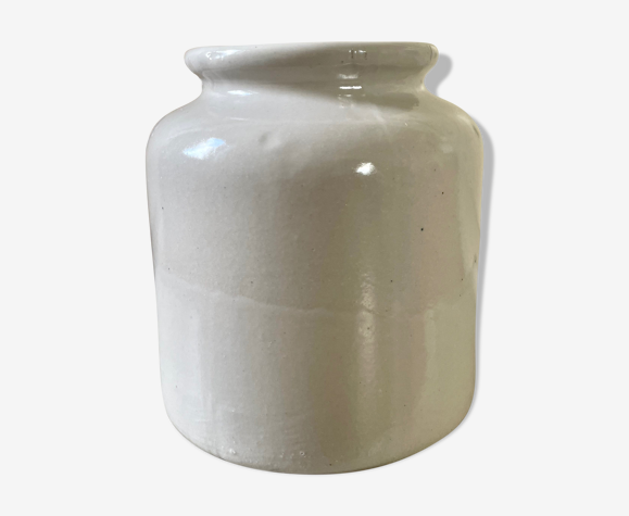 Pot en grès émaillé blanc vintage