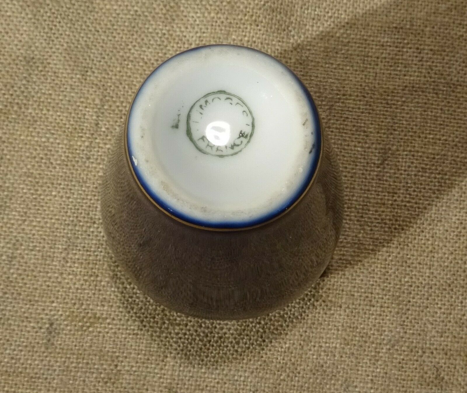 Porcelain miniature vase of blue and gold limoges