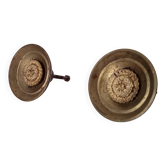Pair of antique Empire furniture knobs from the 19th century in solid bronze.