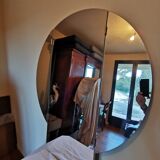 Large vintage mirror round triptych 110x47cm
