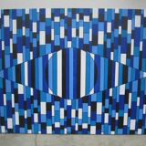 Blue lines HST oil on canvas signed Francis Bobin 2023