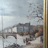 Ancienne Peinture À L Huile Notre Dame/Paris/Guérin Gabriel/19 Ème Siècle
