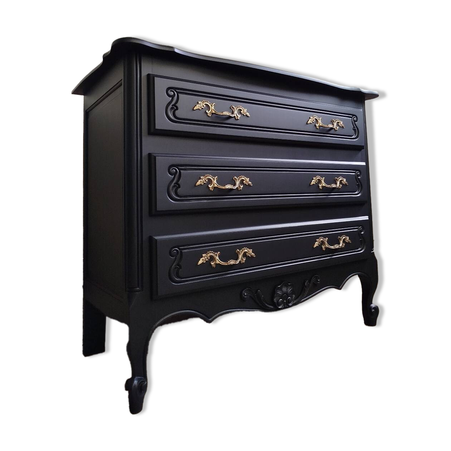 Revamped vintage black chest of drawers