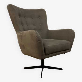 Swivel armchair in velvet fabric and metal