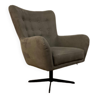 Swivel armchair in velvet fabric and metal