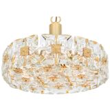 Golden brass and crystal chandelier, Sciolari design by Palwa, Germany, 1970s.