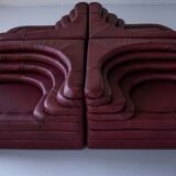 Terrazza Landscapes in Burgundy Leather by Ubald Klug for de Sede, 1970s, Set of 4
