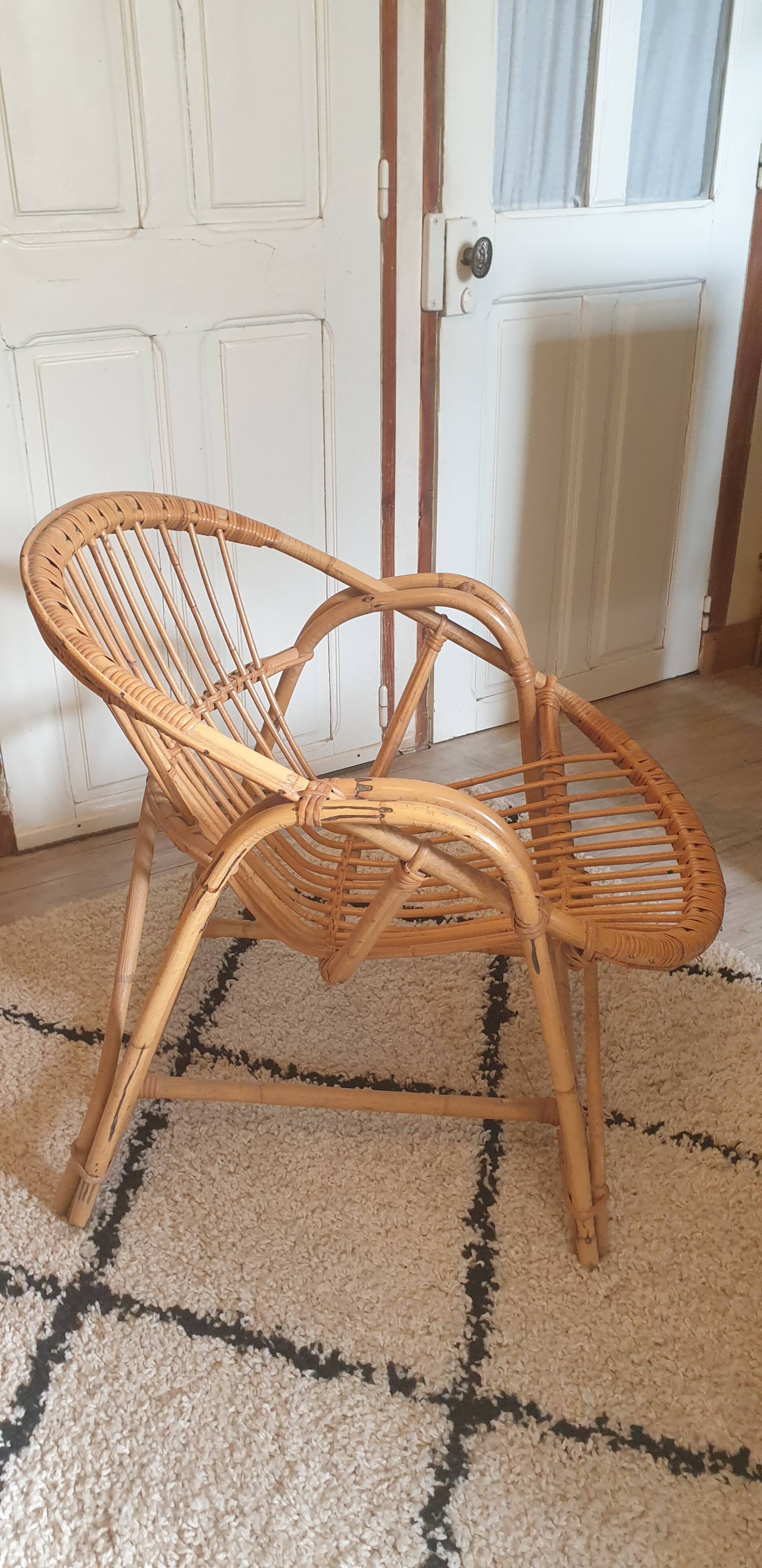 Rattan shell armchair