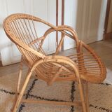 Rattan shell armchair