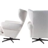 Set of 2 vintage white armchairs, Drevotar, 1970s