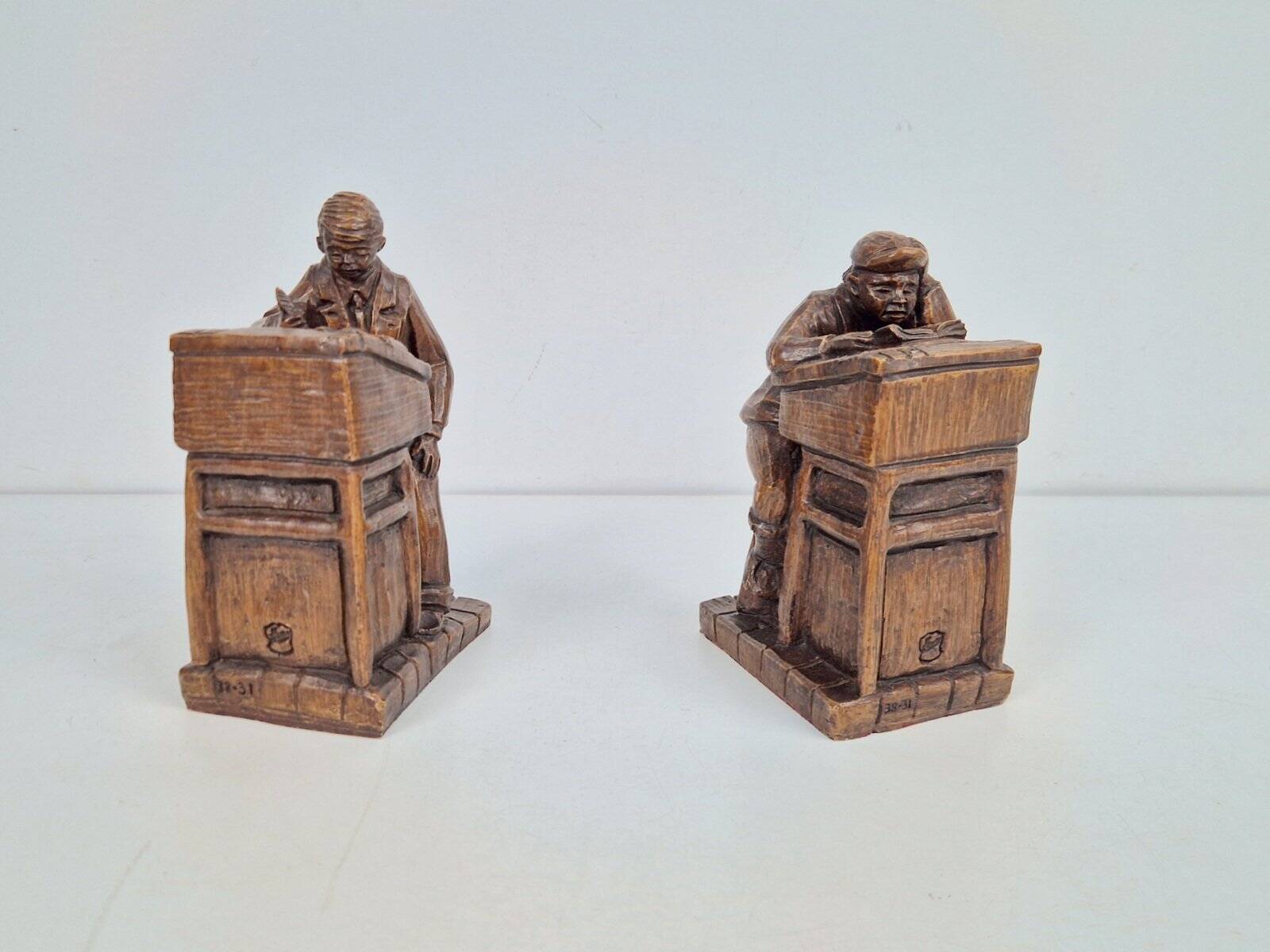 Resin Teacher and Student Bookends from Henzo, 1950s, Set of 2