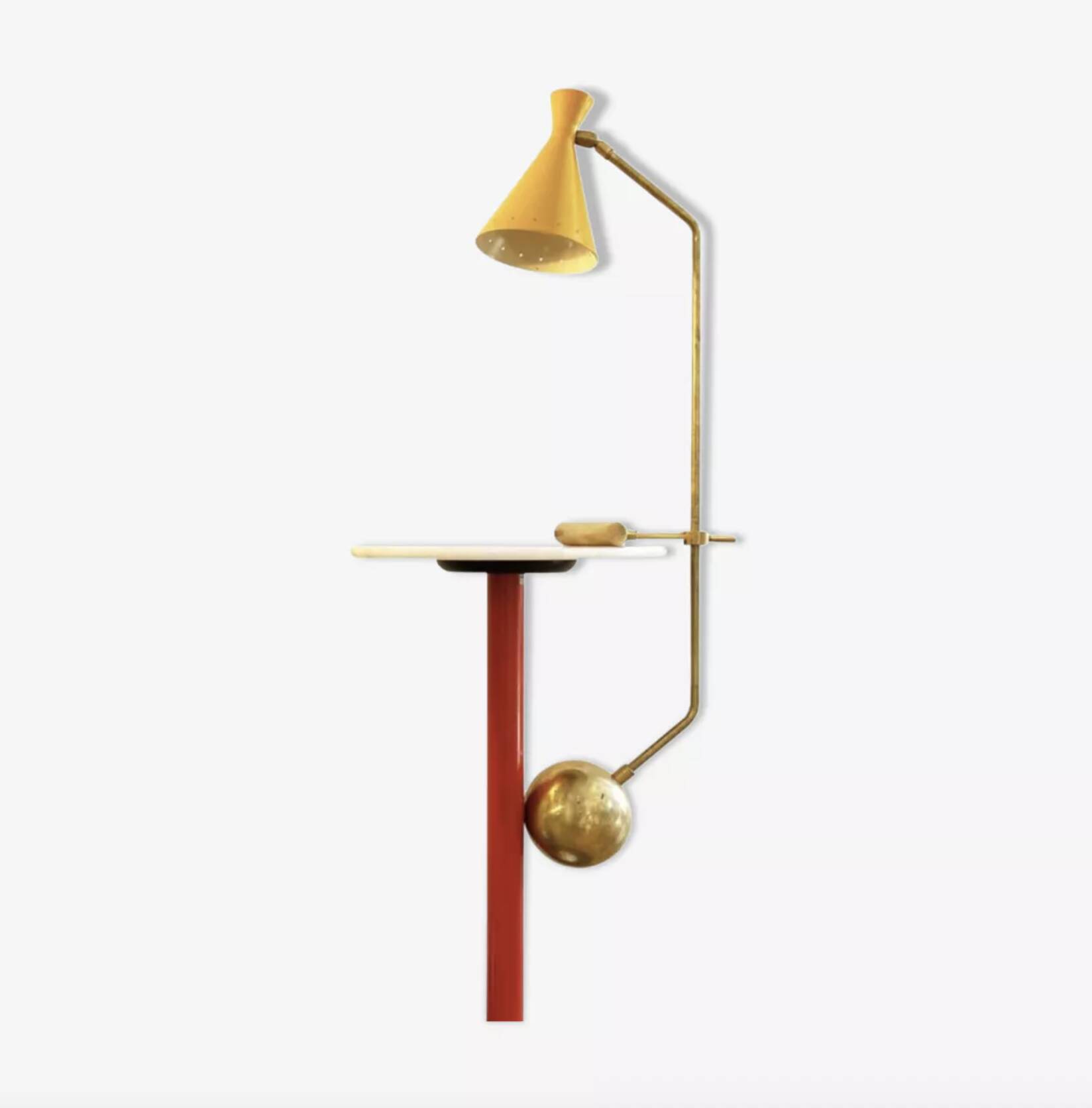 Large Italian brass counterweight lamp, 50s design