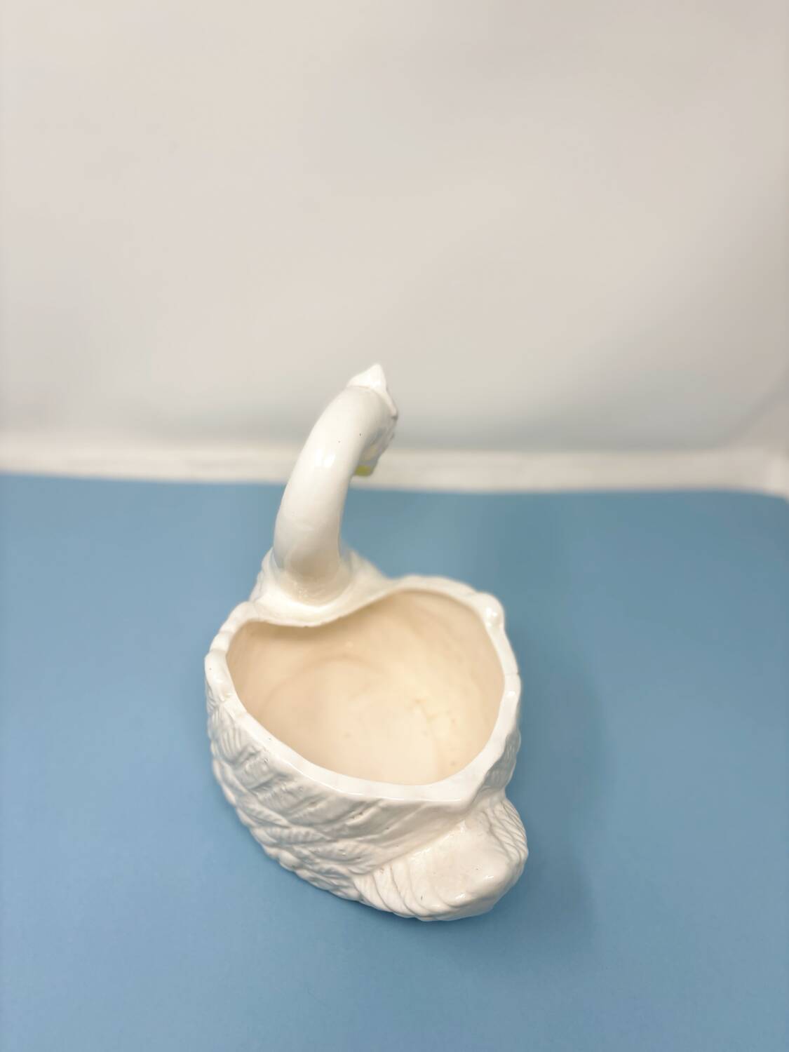 Italian ceramic swan shaped flowerpot