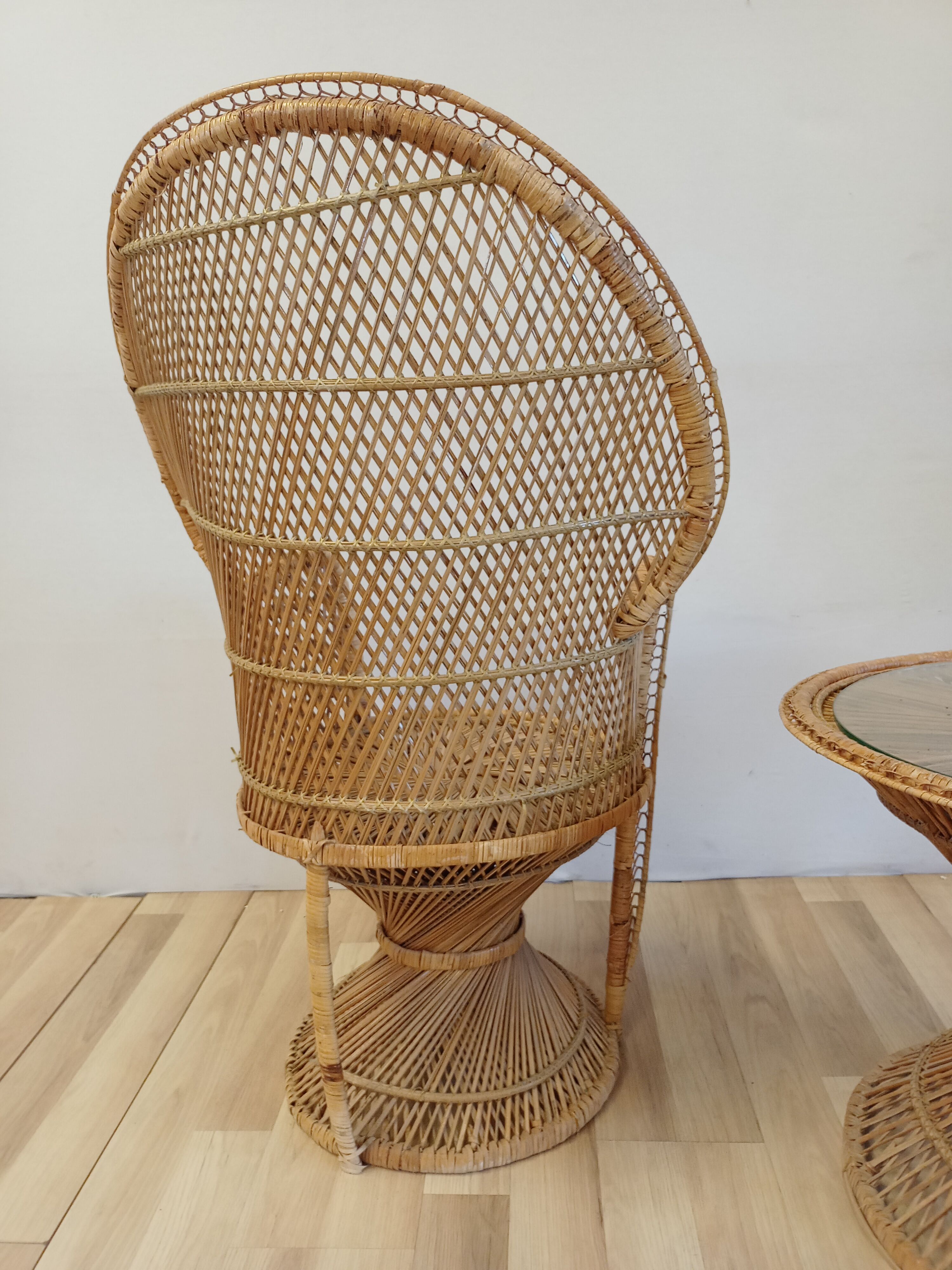 armchair "Emanuelle" and its rattan table
