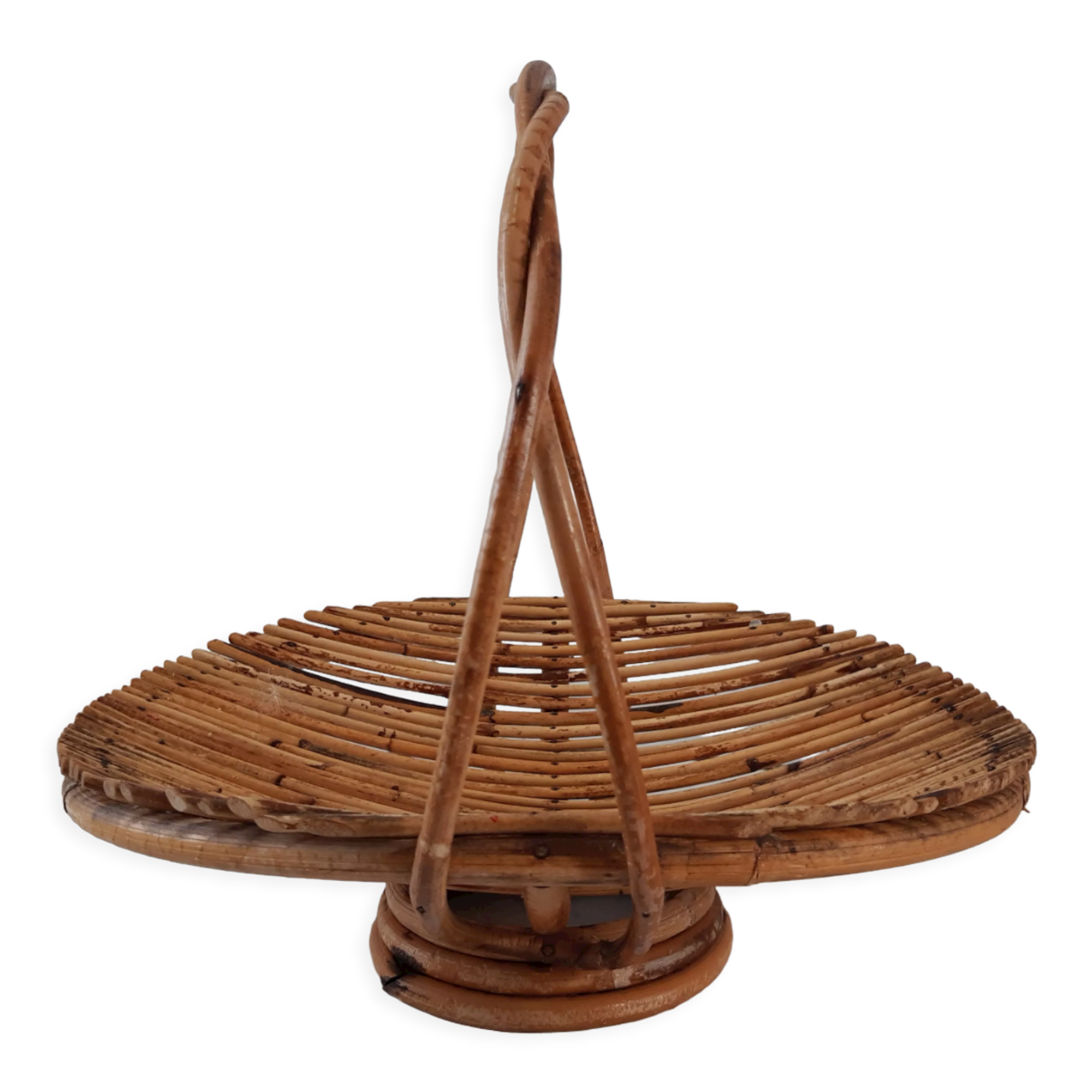 Vintage rattan fruit basket 70s