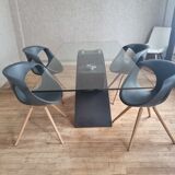 Glass and wood table (200×100cm) design