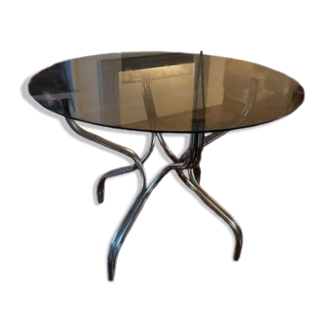 Vintage 70s Smoked Glass Table
