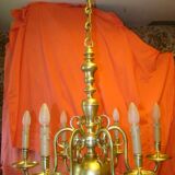 Dutch chandelier in solid bronze with 6 light arms, early 20th century.