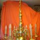 Dutch chandelier in solid bronze with 6 light arms, early 20th century.