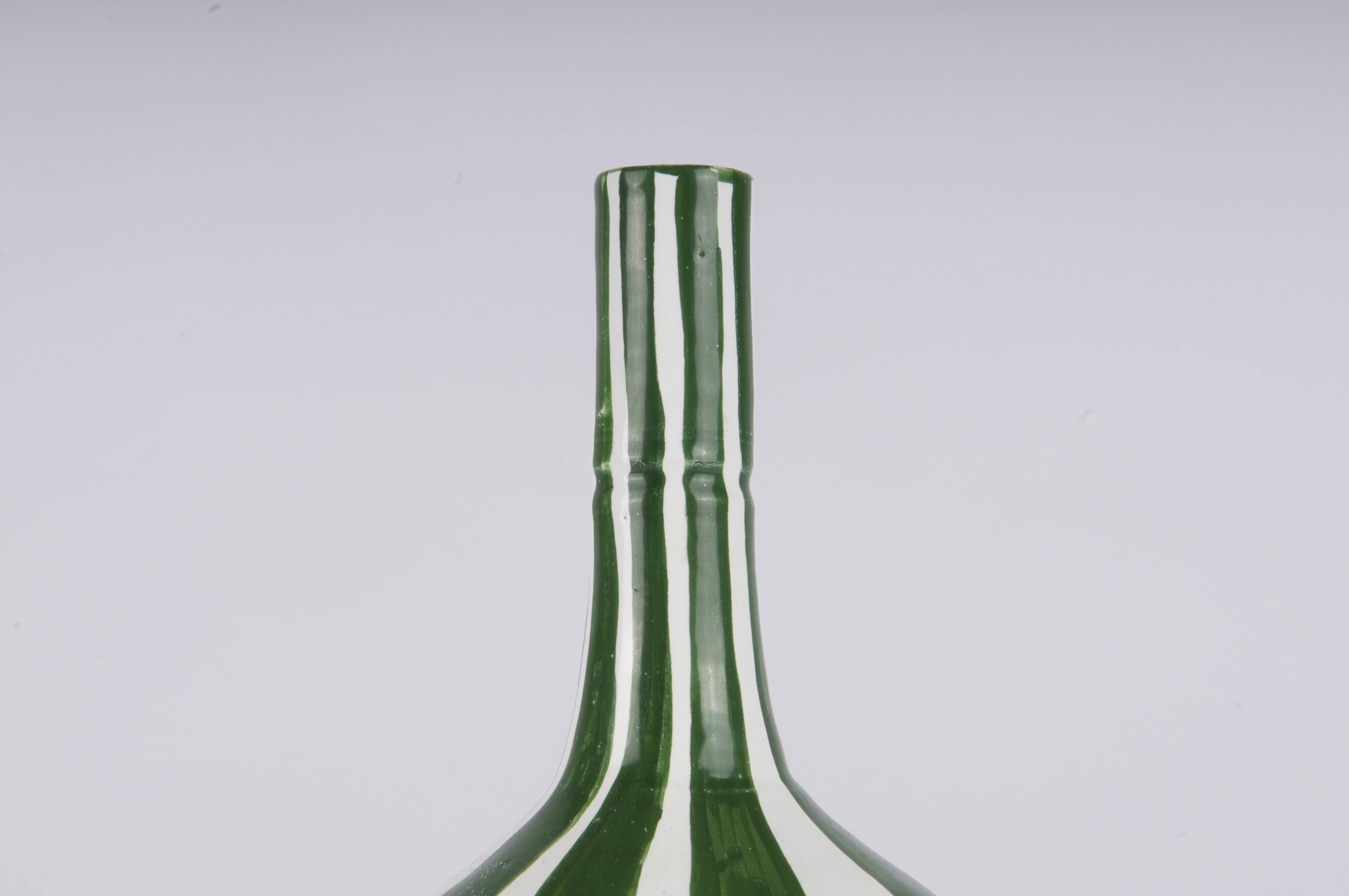 Handcrafted soliflore vase in streaked ceramic with large stripes