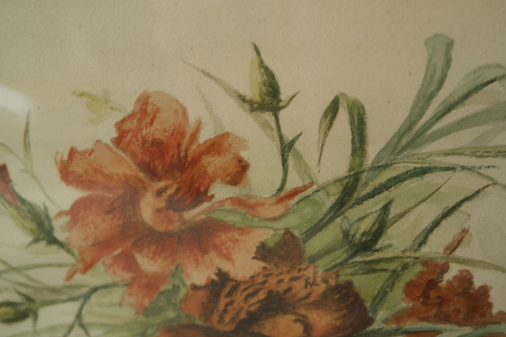 Watercolor frame golden bouquet of flowers