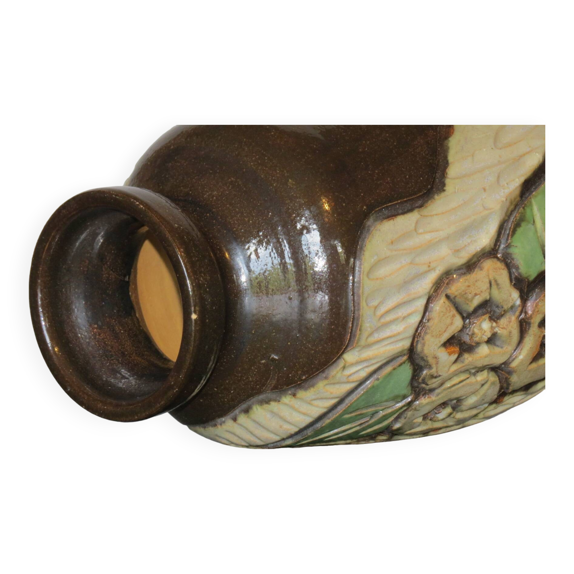 Losson 50's sandstone vase with double flower decoration