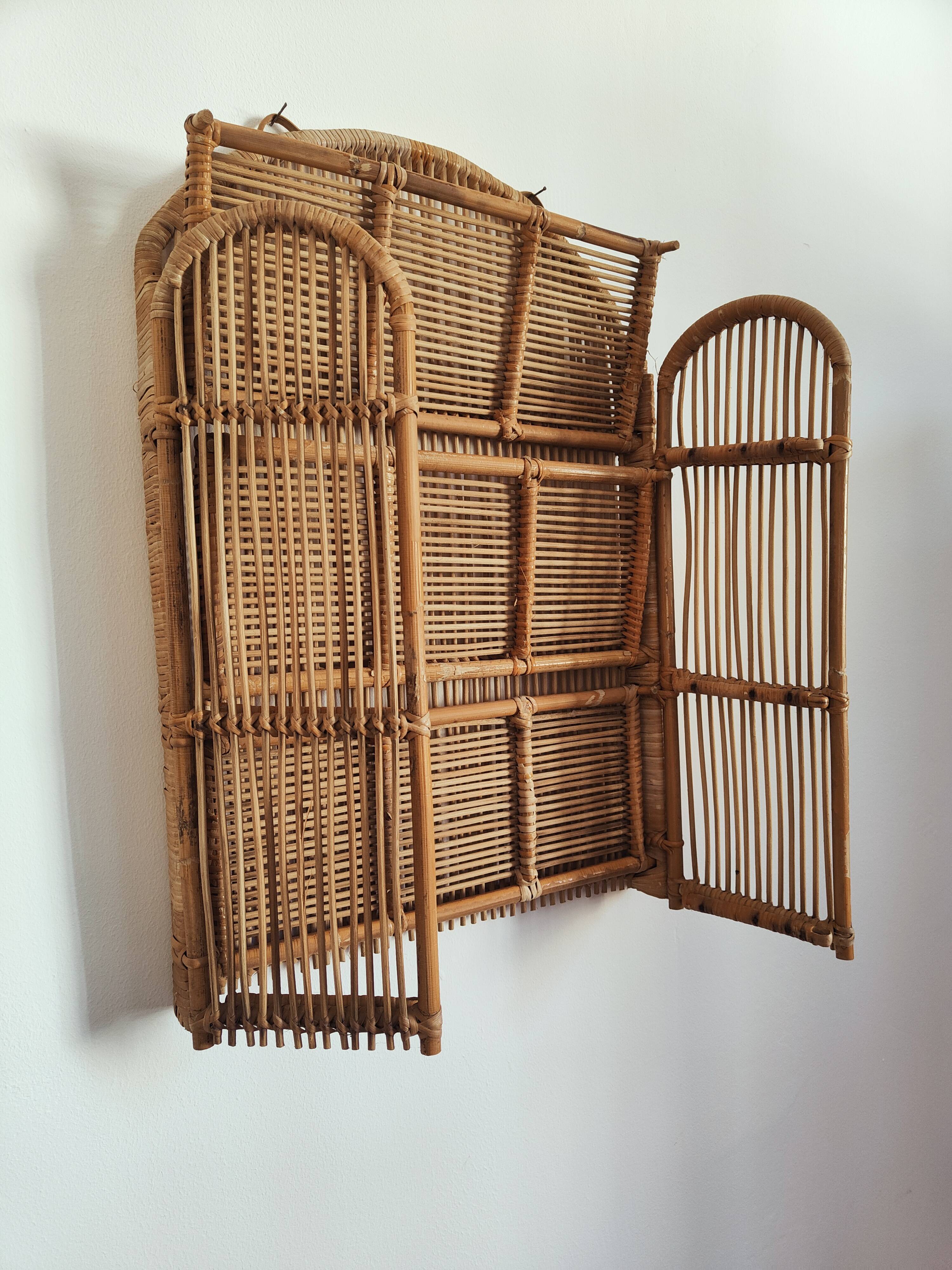 Rattan wall shelf
