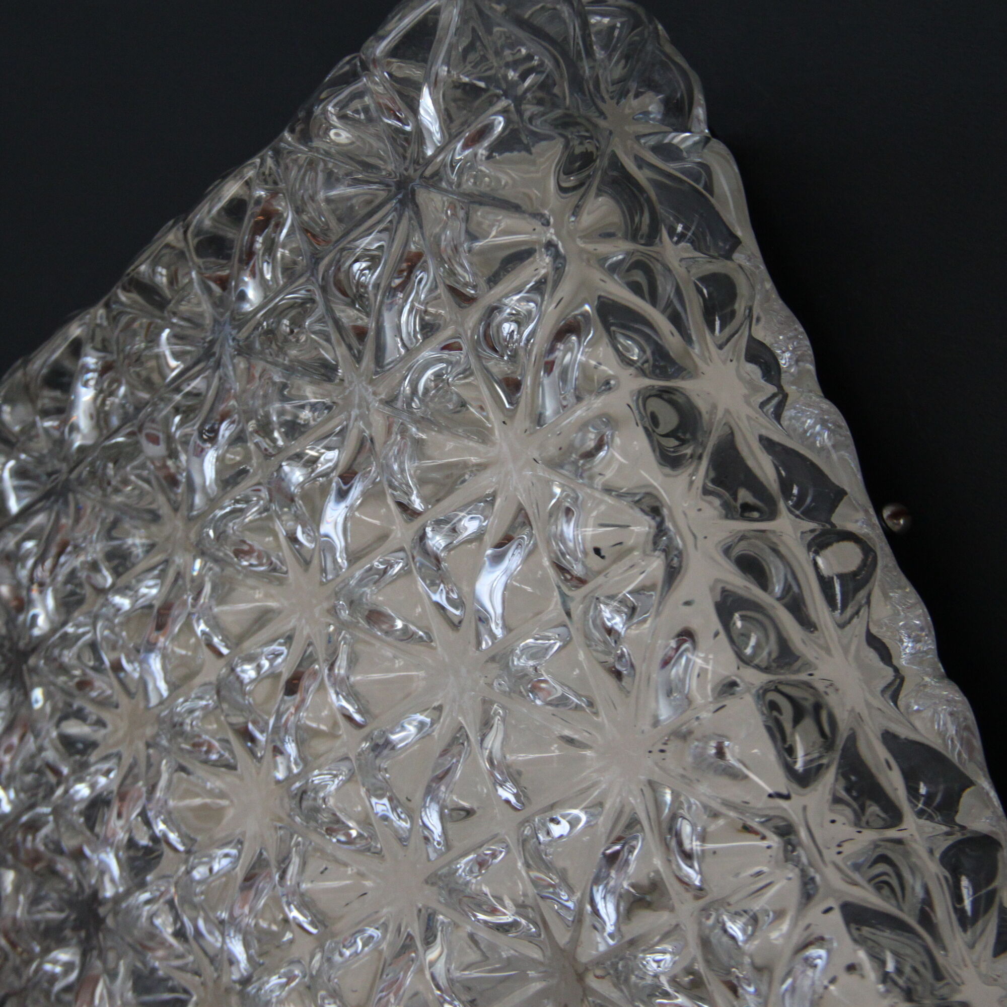 Square ceiling light in old glass thick, 70s