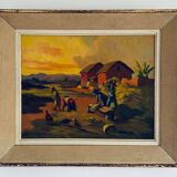 «La récolte», Huile sur toile de Jean RAMBININTSOA, 1955