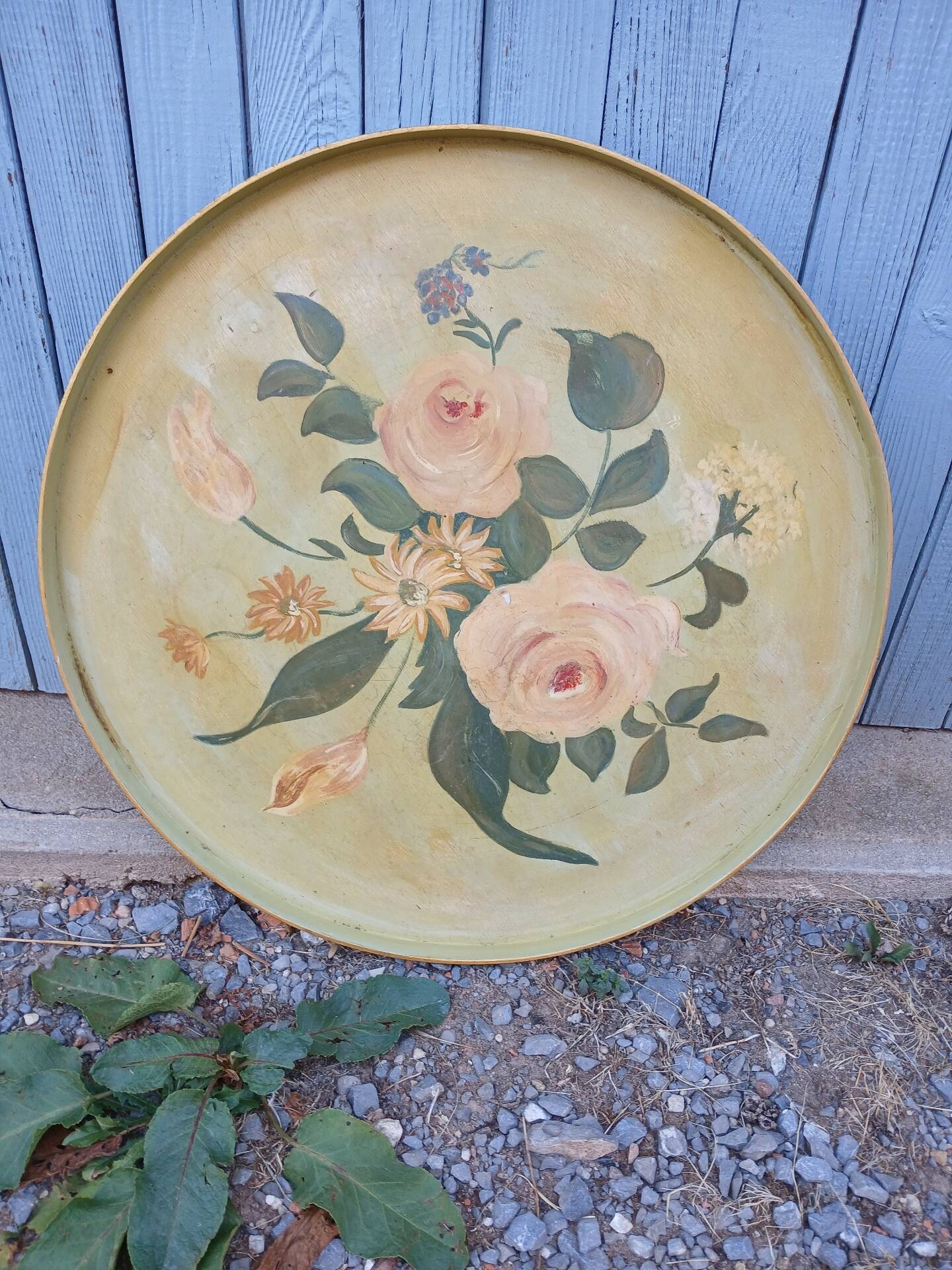 Large ancient wooden platter