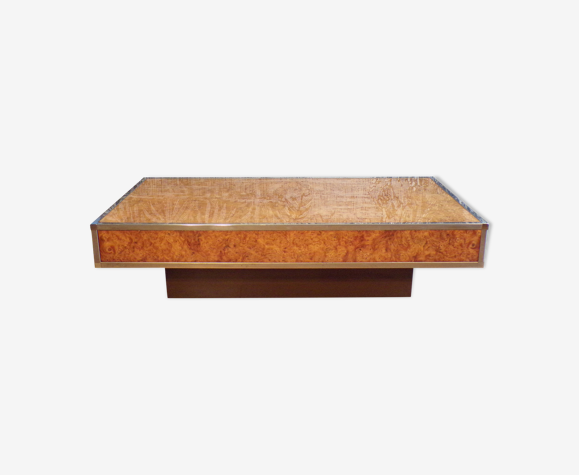 Table basse 1970 en loupe d'orme