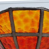 Large Art Deco Red Stained Glass Floor Lamp