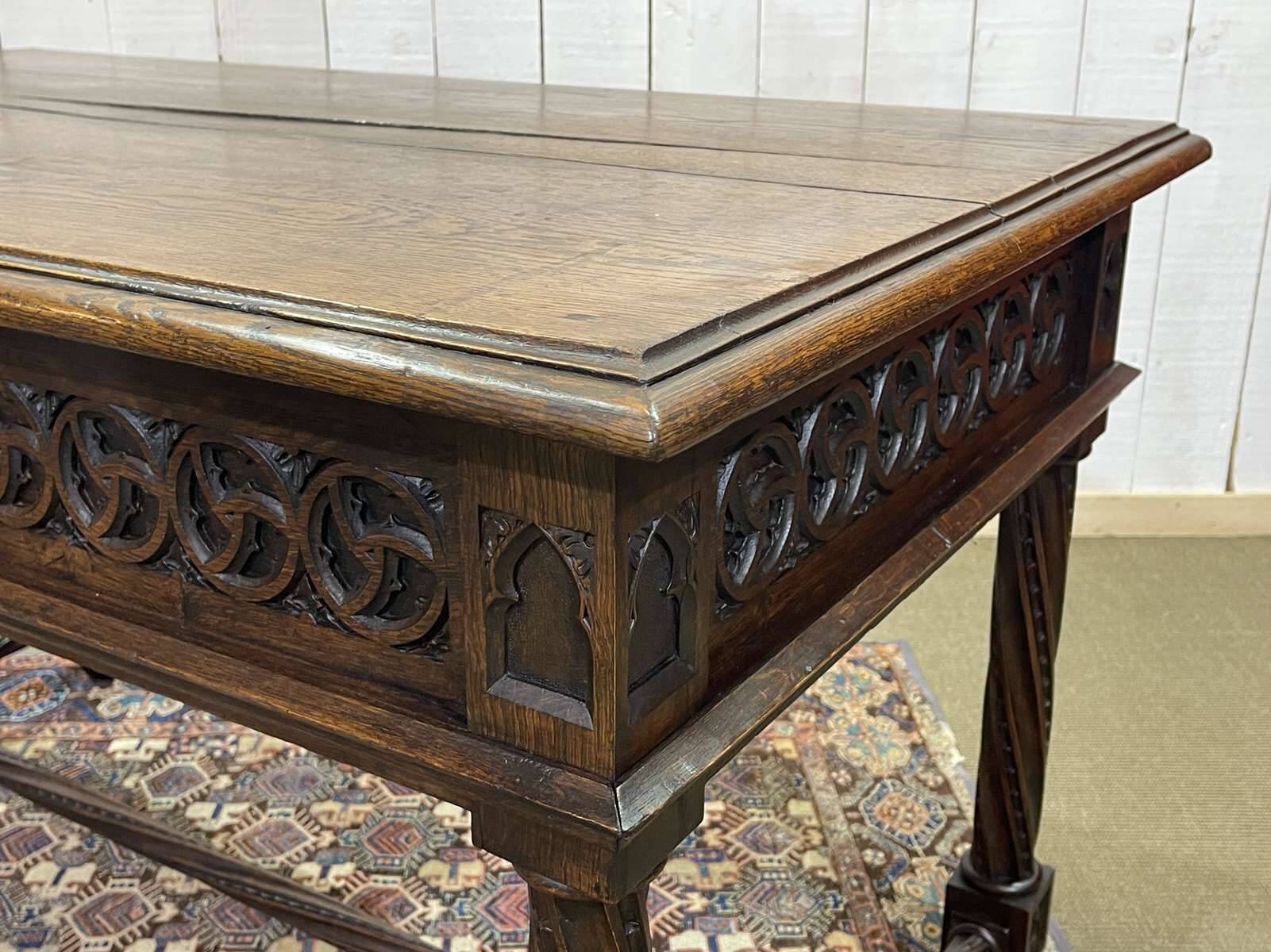 Late 19th century Gothic style oak desk