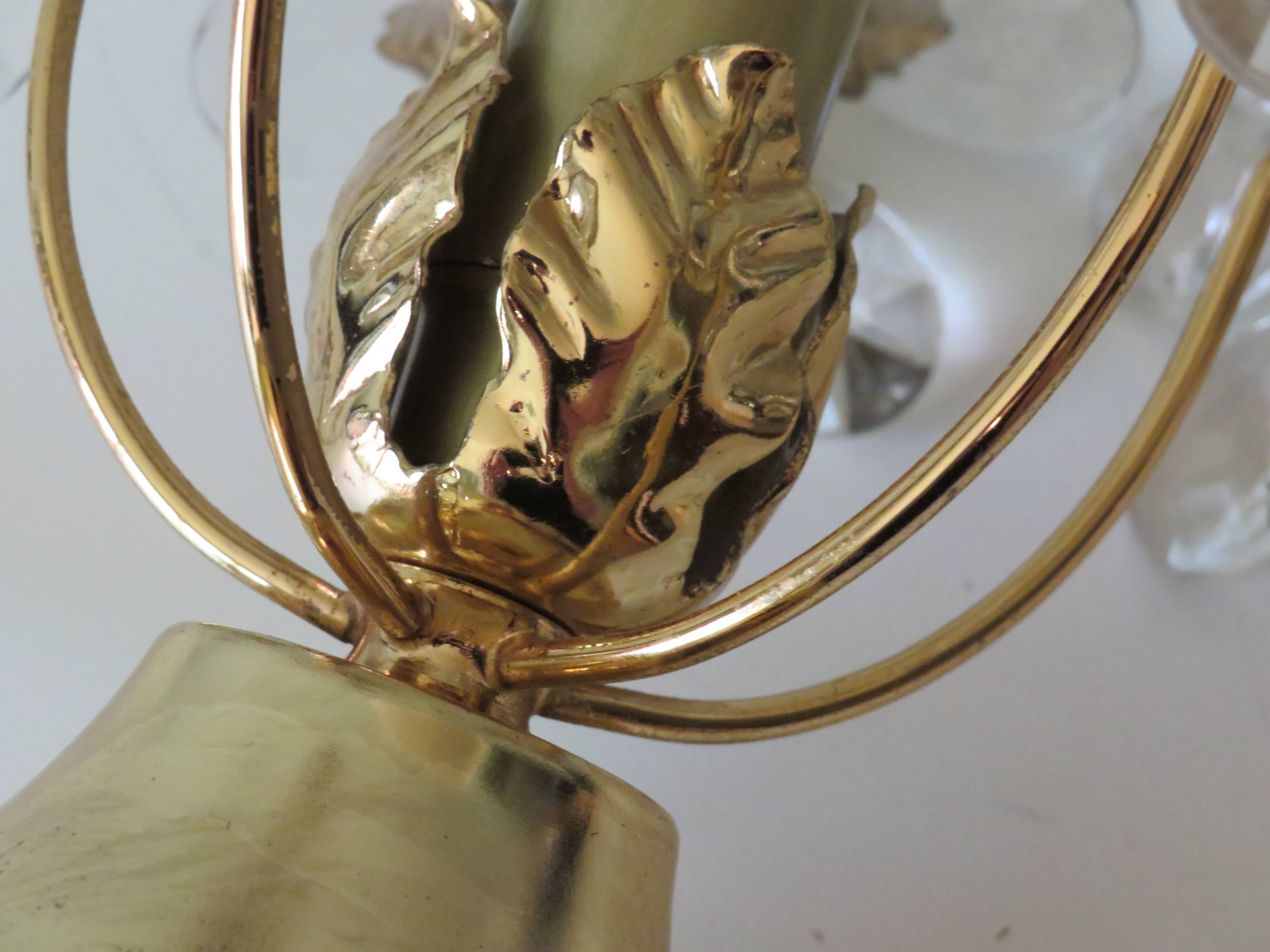 Table lamp, gilt metal and crystal, Belgium 1960s