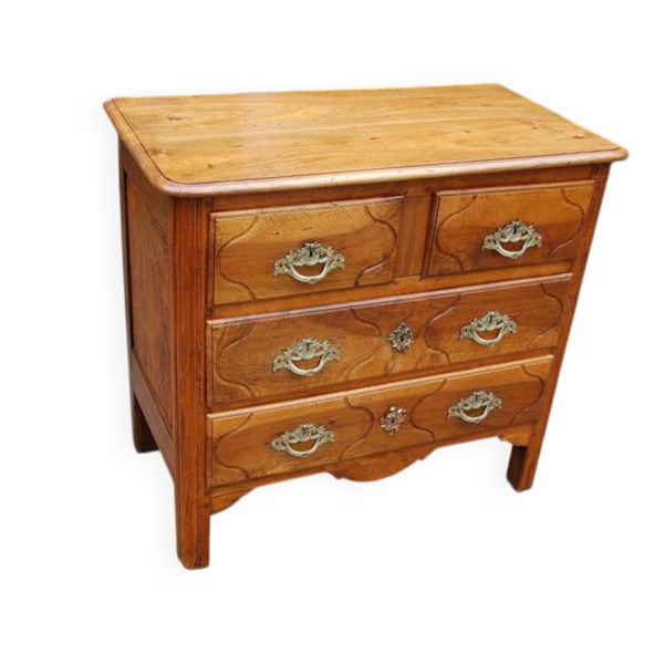 Petite commode parisienne Louis XV en noyer du 18e siècle